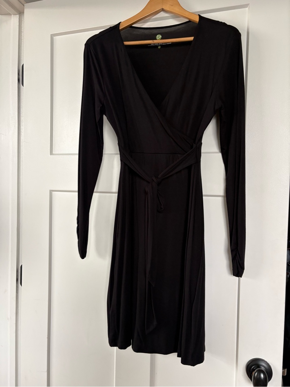 Dakini black long sleeve wrap dress Size Small